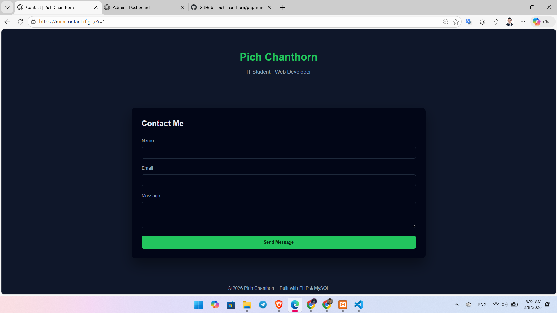 PHP Mini Contact Website preview